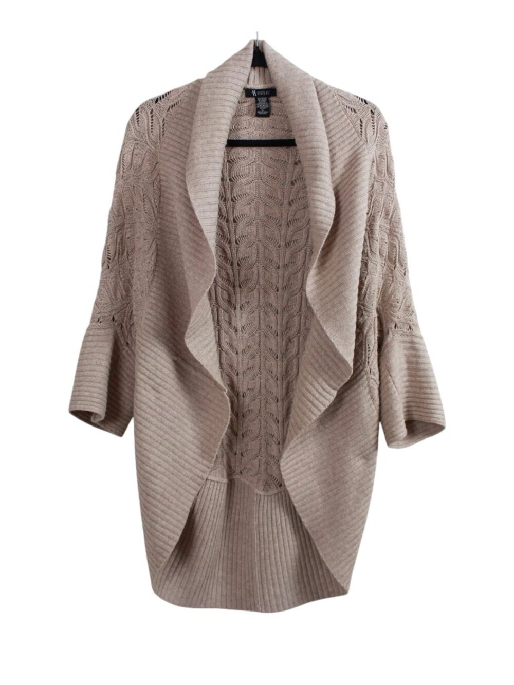 Sisters Open Front Vine Cable Knit Cocoon Cardigan Size XL